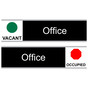 Black Office (Vacant/Occupied) Sliding Engraved Sign EGRE-485-SLIDE_White_on_Black