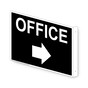 Projection-Mount Black OFFICE (With Inward Arrow) Sign With Symbol NHE-13903Proj-White_on_Black