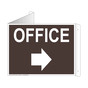 Dark Brown Triangle-Mount OFFICE (With Inward Arrow) Sign NHE-13903Tri-White_on_DarkBrown