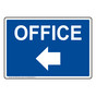 Blue OFFICE Left Arrow Sign NHE-13904-White_on_Blue