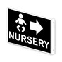 Projection-Mount Black NURSERY (With Inward Arrow) Sign With Symbol