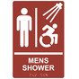 Canyon Braille MENS SHOWER Sign with Dynamic Accessibility Symbol RRE-14809R_White_on_Canyon