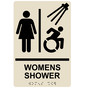 Almond Braille WOMENS SHOWER Sign with Dynamic Accessibility Symbol RRE-14860R_Black_on_Almond