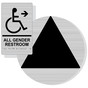 Brushed Silver California Title 24 Accessible ALL GENDER RESTROOM Right Sign Set, 12 in. + 9x6 in. Acrylic