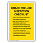 Portrait Crane Pre-Use Inspection Checklist Sign NHEP-29733