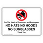 No Hats Hoods Sunglasses Thank You Sign NHE-18126