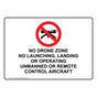 No Drone Zone No Launching, Landing Sign With Symbol NHE-37642