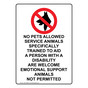 Portrait NO PETS ALLOWED SERVICE ANIMALS Sign with Symbol NHEP-50499