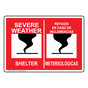 Severe Weather Shelter With Symbol Bilingual Sign NHB-9480