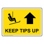Keep Tips Up Arrow Sign for Skiing NHE-17594