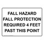 Fall Hazard Fall Protection Required 4 Feet Past Sign NHE-38779
