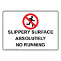 Slippery Surface Absolutely No Running Sign With Symbol NHE-38786