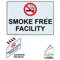 Clear SMOKE FREE FACILITY Label With Symbol NHE-9068