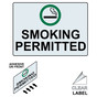 SMOKING PERMITTED Label with Symbol and Front Adhesive NHE-9004-Reverse