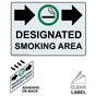 Clear DESIGNATED SMOKING AREA Label With Symbol NHE-9050