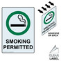 Portrait Clear SMOKING PERMITTED Label With Symbol NHEP-9002