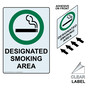 Portrait DESIGNATED SMOKING AREA Label with Symbol and Front Adhesive NHEP-9040-Reverse