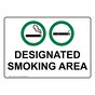 Designated Smoking Area Sign for No Smoking NHE-25194