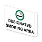 Projection-Mount White DESIGNATED SMOKING AREA Sign With Symbol NHE-9036Proj