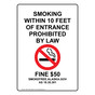 Alaska SMOKING WITHIN 10 FEET Sign NHEP-31987-Alaska