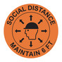 Social Distance Maintain 6 Ft Hard Hat Label CS624966