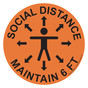 Orange Social Distance Maintain 6 Ft Carpet Label CS580216