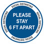 Blue Please Stay 6 Ft Apart Social Distancing Floor Label CS987098