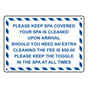 Please Keep Spa Covered Your Spa Is Cleaned Sign NHE-34670_WBLUSTR
