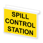 Yellow Ceiling-Mount SPILL CONTROL STATION Sign NHE-18516Ceiling