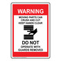 Warning Moving Parts Can Crush And Cut Keep Hands Clear Sign NHE-17451
