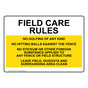 Field Care Rules Sign for Sports NHE-17666