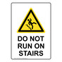 Portrait Do Not Run On Stairs Sign With Symbol NHEP-33080