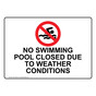 No Swimming Pool Closed Due To Weather Sign With Symbol NHE-34652