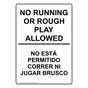 No Running Or Rough Play Allowed Bilingual Sign NHB-15031