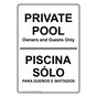 Private Pool Owners And Guest Only Bilingual Sign NHB-15107