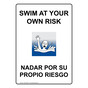 Swim At Your Own Risk With Symbol Bilingual Sign NHB-15268