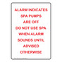 Portrait Alarm Indicates Spa Pumps Are Off Do Sign NHEP-15139