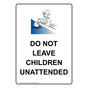 Portrait Do Not Leave Children Unattended Sign With Symbol NHEP-15155