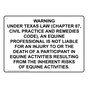 Texas Equine Professional Is Not Liable Sign NHE-18362-Texas