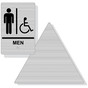 Brushed Silver California Title 24 Accessible MEN Restroom Sign Set RRE-150_DT_Title24Set_Black_on_BrushedSilver