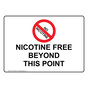 Nicotine Free Beyond This Point Sign With Symbol NHE-39069