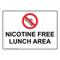 Nicotine Free Lunch Area Sign With Symbol NHE-39079