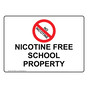 Nicotine Free School Property Sign With Symbol NHE-39086