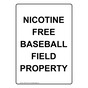 Portrait Nicotine Free Baseball Field Property Sign NHEP-39103