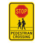 Yellow Reflective Stop Pedestrian Crossing Sign CS342154