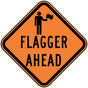 Flagger Ahead Reflective Sign With Symbol NHE-25719