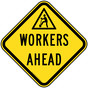 Workers Ahead Reflective Sign With Symbol NHE-25728