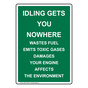 Portrait Idling Gets You Nowhere Wastes Fuel Sign NHEP-14394