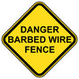 Danger Barbed Wire Fence Sign for Agriculture NHE-17486