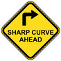 Sharp Curve Ahead With Right Arrow Sign NHE-17494